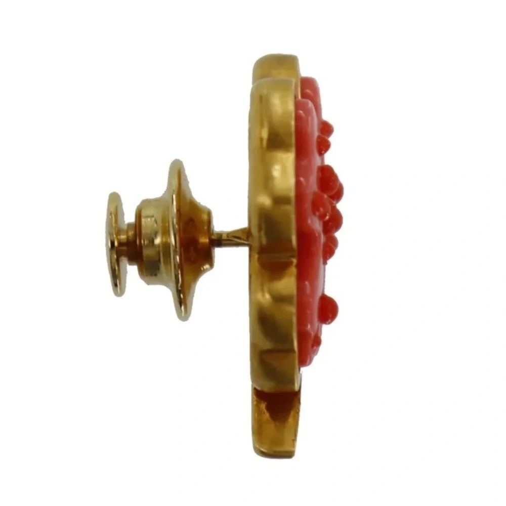 Chanel Gold and Pink  Four Leaf Clover Brooch CC